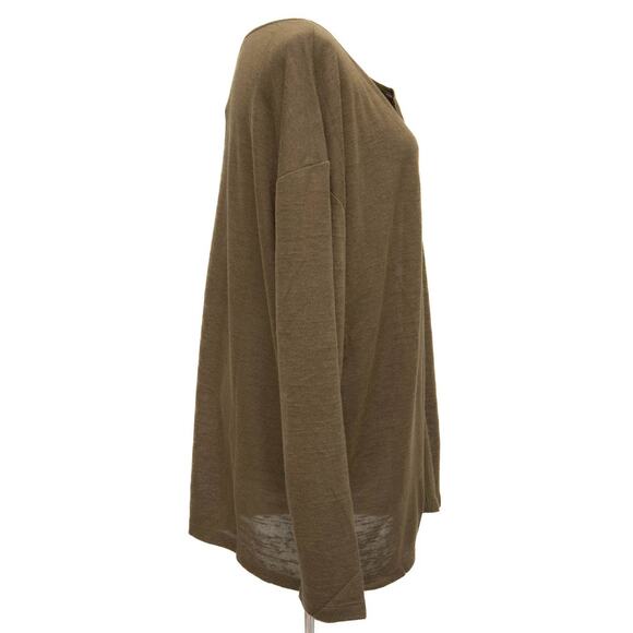 Sanctuary Olive Green Elina Long Sleeve Split-Neck Tee Size 1X - Picture 4 of 8